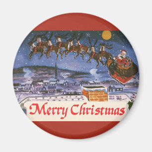 Weihnachtlicher Weihnachtsmann fliegt mit seinem S Magnet