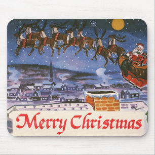 Weihnachtlicher Weihnachtsmann fliegt mit seinem S Mousepad