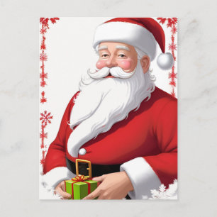 Weihnachtlicher Weihnachtsmann mit Christbaum Postkarte