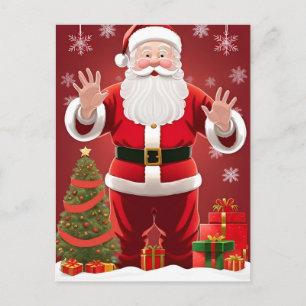 Weihnachtlicher Weihnachtsmann mit Weihnachtsbaum Postkarte