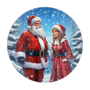 Weihnachtlicher Weihnachtsmann und Frau Claus Schneidebrett