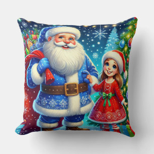 Weihnachtlicher Weihnachtsmann und Schneekönigin Kissen