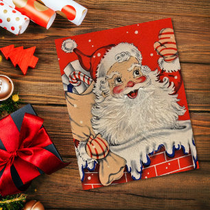 Weihnachtlicher Weihnachtsmann winkend Feiertagskarte
