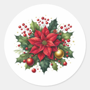 Weihnachtlicher Weihnachtsstern – Festliches Weihn Runder Aufkleber