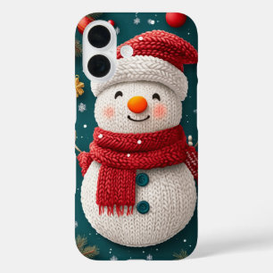 Weihnachtlicher Winter gestrickter Schneemann Chri iPhone 16 Hülle