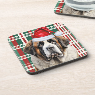 Weihnachtliches Bernhardiner-Hund Feiertags-Karo M Getränkeuntersetzer