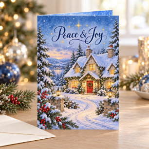 Weihnachtliches Cottage Frieden & Freude Karte