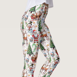 Weihnachtliches Dekorationsmuster mit weißem Hinte Leggings