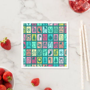 Weihnachtliches Grid-Muster Süßes Helles Feiertags Serviette