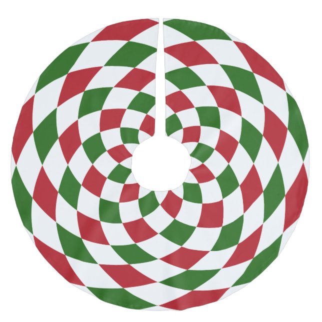 Weihnachtliches Harlekin-Patchworkmuster Polyester Weihnachtsbaumdecke (Vorderseite)