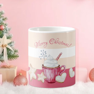 Weihnachtliches Heißes Kakao und Kekse Wasserfarbe Kaffeetasse