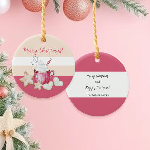 Weihnachtliches Heißes Kakao und Kekse Wasserfarbe Keramik Ornament