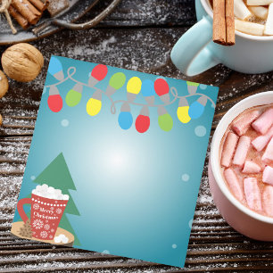 Weihnachtliches Heißes Kakao und Lichterketten Wei Notizblock