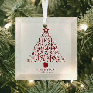 Weihnachtliches Herr und Frau Frischvermählte Weih Ornament Aus Glas