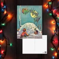 Weihnachtliches Inuit-Iglu mit fliegendem Santa