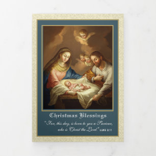 Weihnachtliches Jesus Jungfrau Maria Gedicht Tri-F Dreifach Gefaltete Urlaubskarte