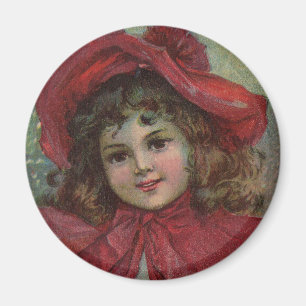 Weihnachtliches Kind in rotem viktorianischen Klei Magnet