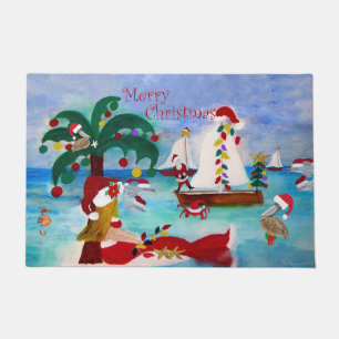 Weihnachtliches Küstenhaus nautisch Fußmatte