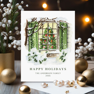 Weihnachtliches Landhaus zur Weihnachtsgrüße Postkarte