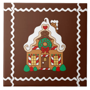 Weihnachtliches Lebkuchenhäuschen-Küchenuntersetze Fliese