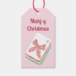 Weihnachtliches Mahjong-Geschenksetikett Geschenkanhänger