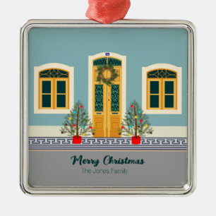 Weihnachtliches portugiesisches festliches Haus Ornament Aus Metall