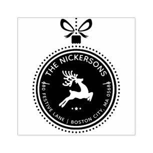 Weihnachtliches Rentier-Ornament mit Rücksendeadre Gummistempel