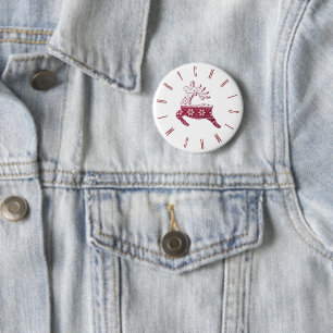 Weihnachtliches Rentier Rot/Weiß Muster Frohe Weih Button