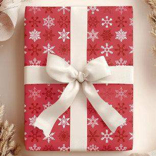 Weihnachtliches Rot-Weiß-Schneeflocken-Weihnachten Geschenkpapier