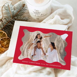 Weihnachtliches rotes Retro-Foto-Rahmen-Set 'Frohe Feiertagskarte