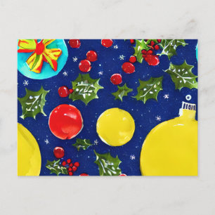 Weihnachtliches Stechpalmen- und Ornaments-Weihnac Postkarte