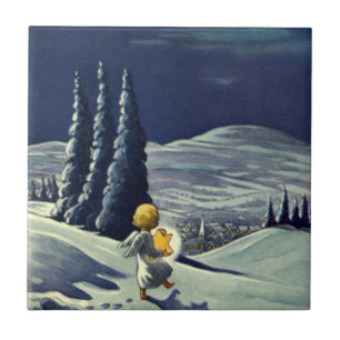 Weihnachtliches Vintage-Christus, Schneengelengel Fliese