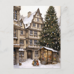 Weihnachtliches Vintage-Dorf Postkarte