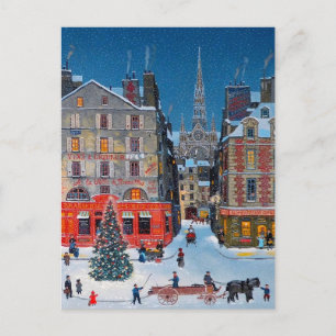 Weihnachtliches Vintage-Dorf Postkarte