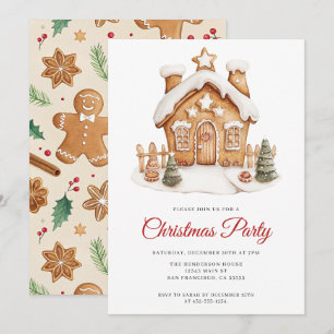 Weihnachtliches Weihnachtsgibkuchenhaus-Feierparty Einladung