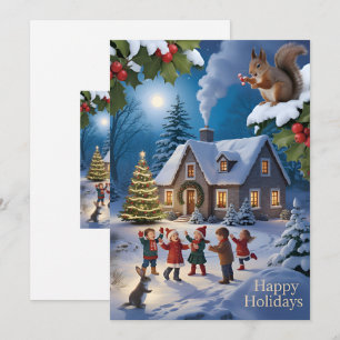 Weihnachtliches Winterdorf Feiertagskarte