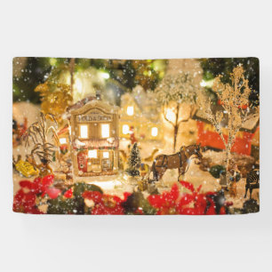 Weihnachtliches Winterdorf Hintergrund Schnee Szen Banner