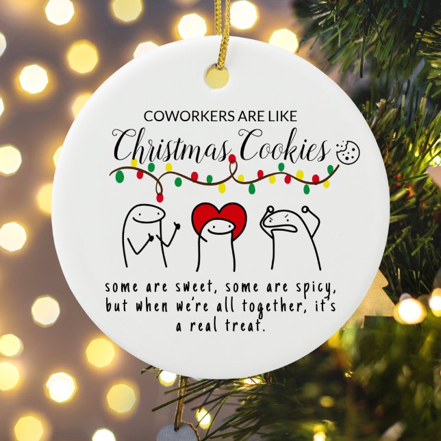 Weihnachtlicht Funny Coworker Meme Art White Keramik Ornament (Christmas Lights Funny Coworker Meme Art White Ceramic Ornament)