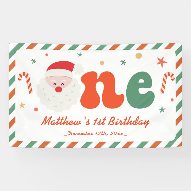 Weihnachts 1. Geburtstag Party Junge Banner (Horizontal)