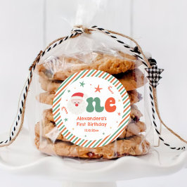 Weihnachts 1. Geburtstag Party Runder Aufkleber