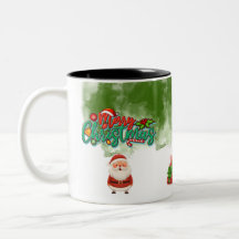 Weihnachts-2-Ton-Tasse mit Santa – Frohe Weihnacht