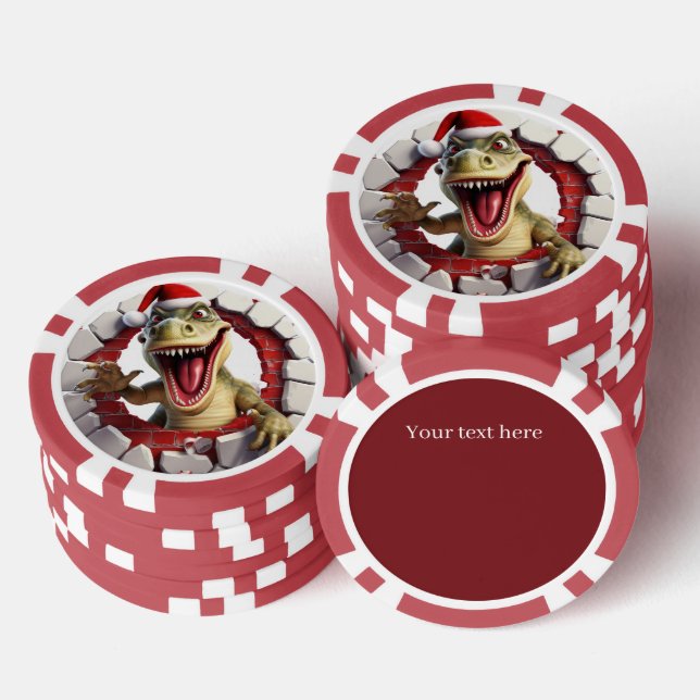 Weihnachts-3dee Dinosaurier hinzufügen Text Pokerchips (Stapel)