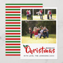 Weihnachts 4 Foto Collage Streifen Karte