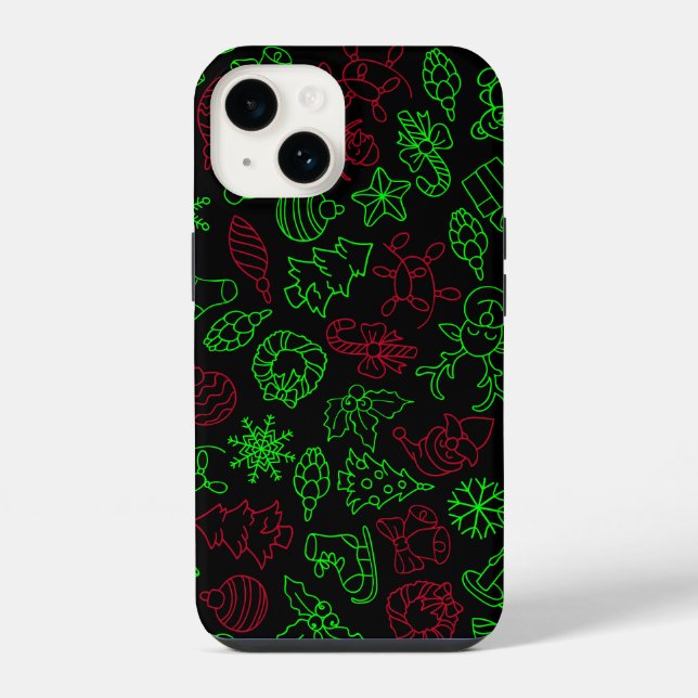Weihnachts-Abstraktmuster iPhone 14 Hülle (Rückseite)