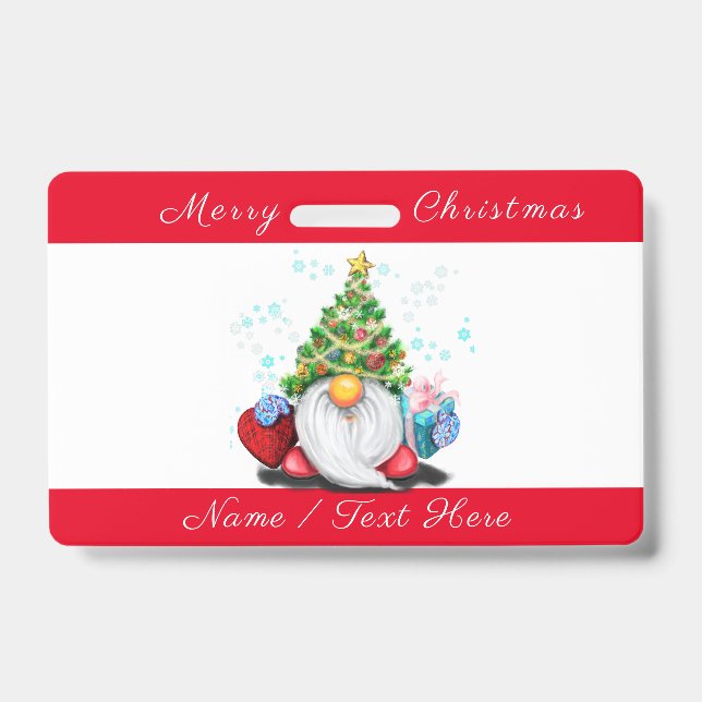 Weihnachts-Abzeichen Gnome mit Geschenken mit Indi Ausweis (Vorderseite)