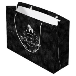 Weihnachts Abzeichen Schwarz & Glitzer Streifen Mu Große Geschenktüte