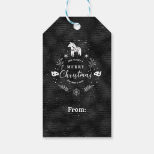 Weihnachts Abzeichen Schwarz und Glitzer Streifen Geschenkanhänger