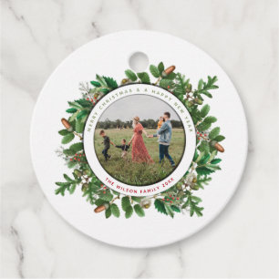 Weihnachts Acorn Wreath Family Foto Geschenk Geschenkanhänger