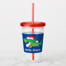 Weihnachts Acrylic Tumbler 16 oz Santa Shark