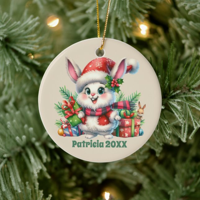 Weihnachts-Admin-Nachricht Bunny Keramik Ornament (Baum)